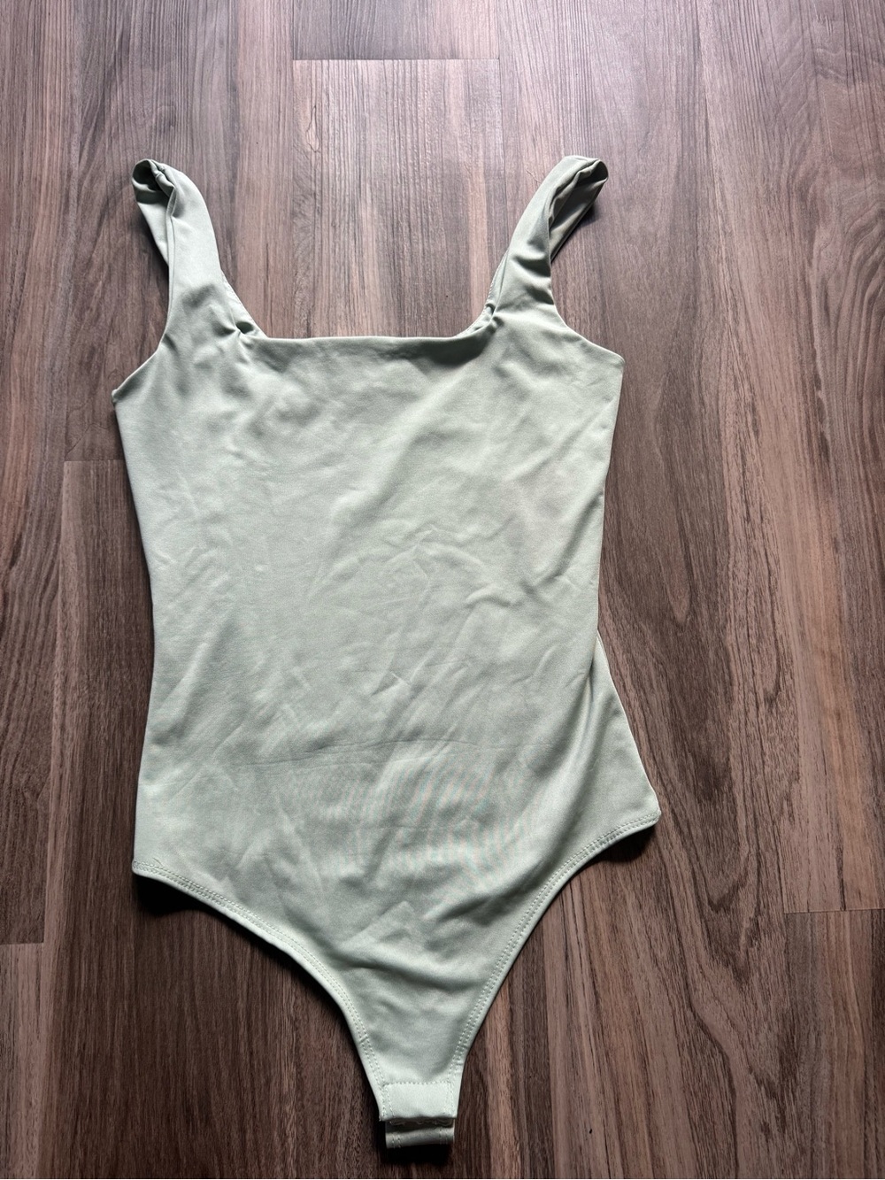 Free People Sage Green Square-Neck Bodysuit